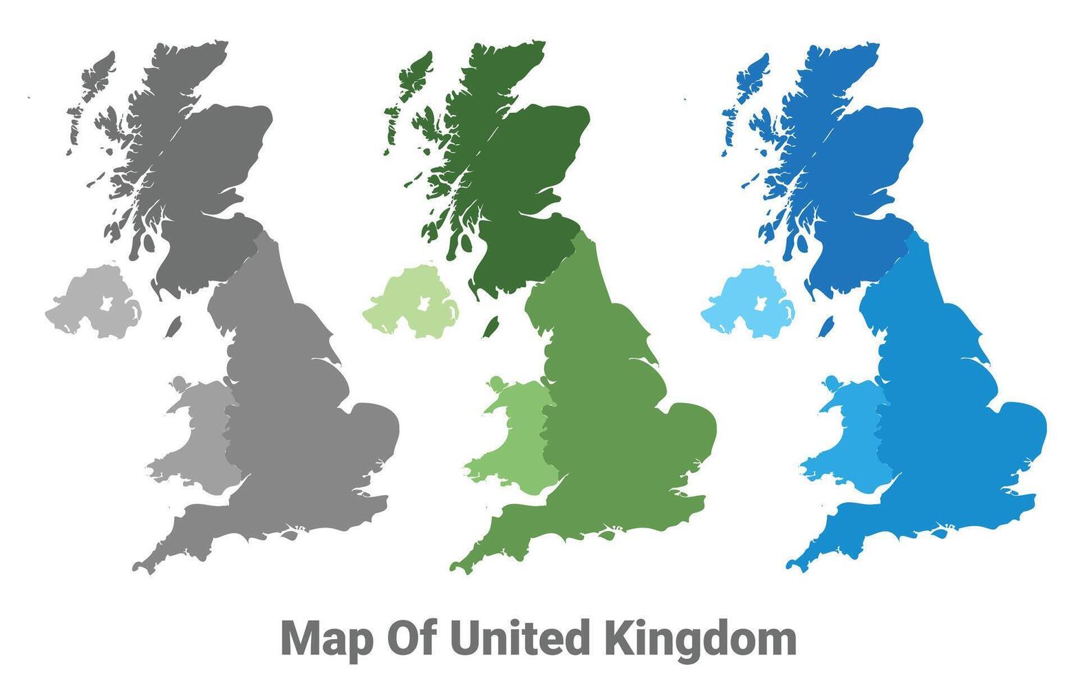United Kingdom country map in different colors vector