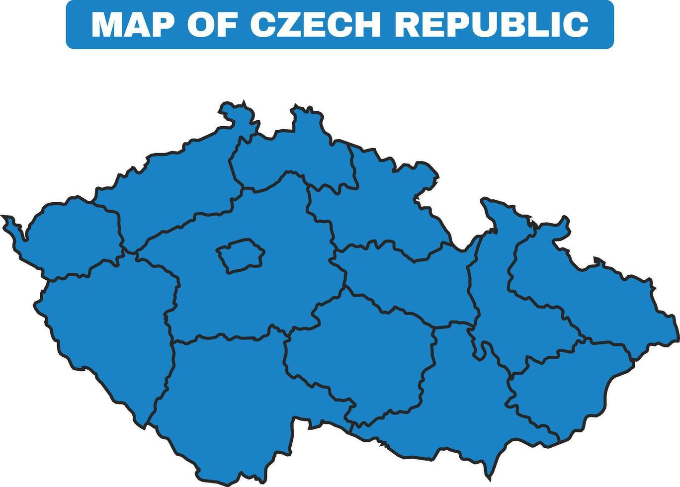 Blue Czech Republic country map border outline vector