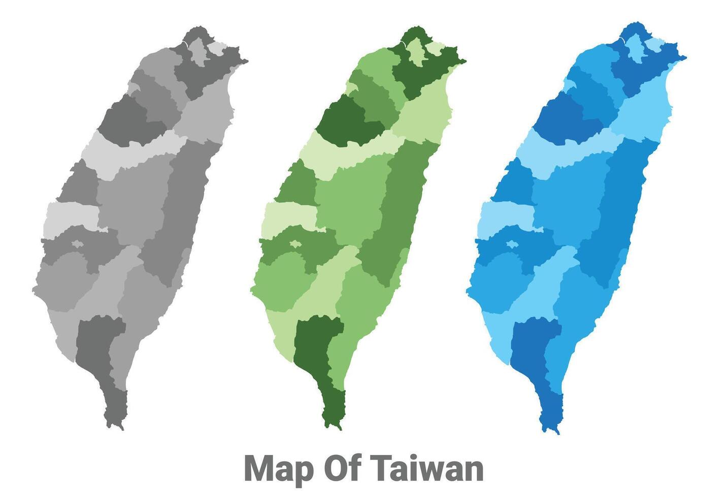 Taiwan country map in different colors vector