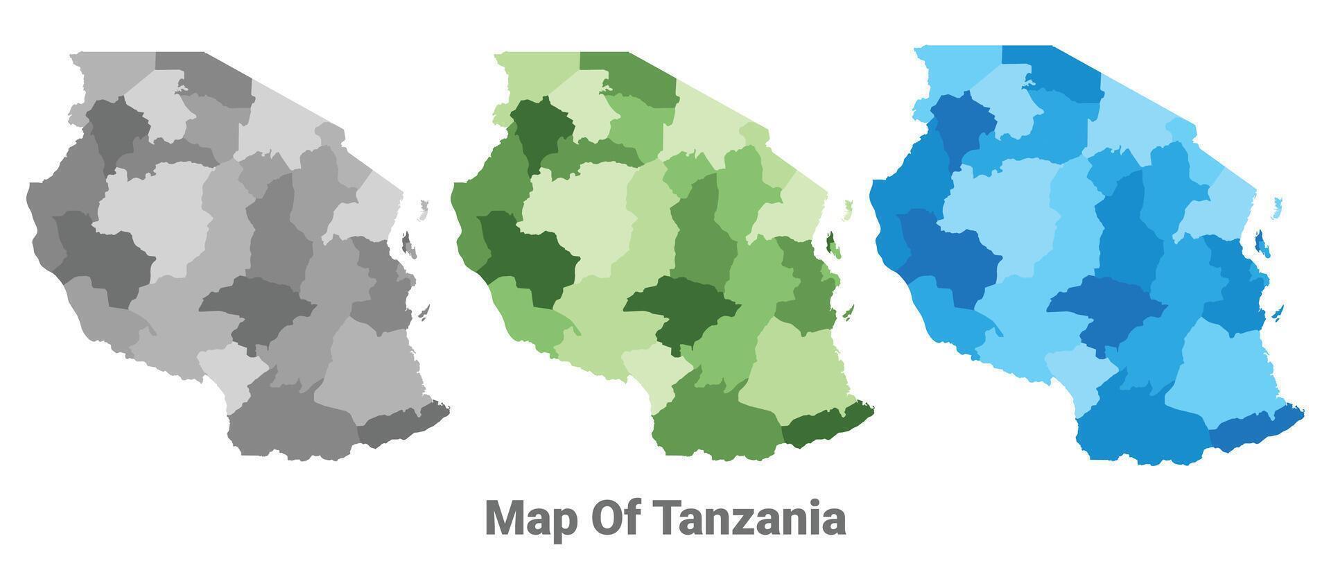 Tanzania country map in different colors vector