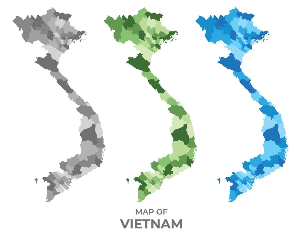 Vietnam country map in different colors vector