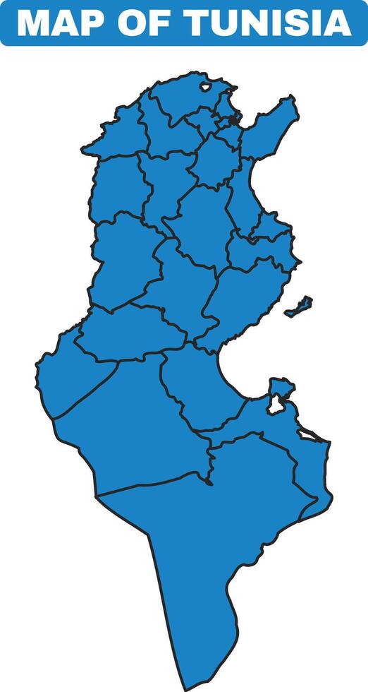 Blue Tunisia country map border outline vector