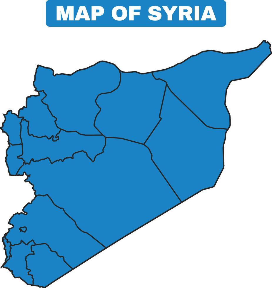 Blue Syria country map border outline vector