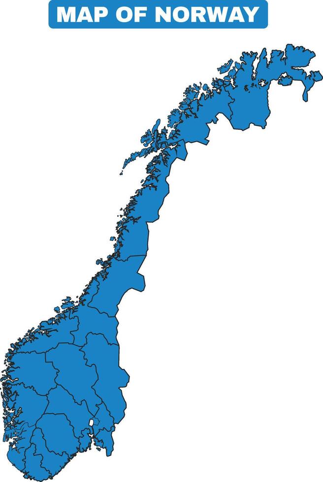 Blue Norway country map border outline vector