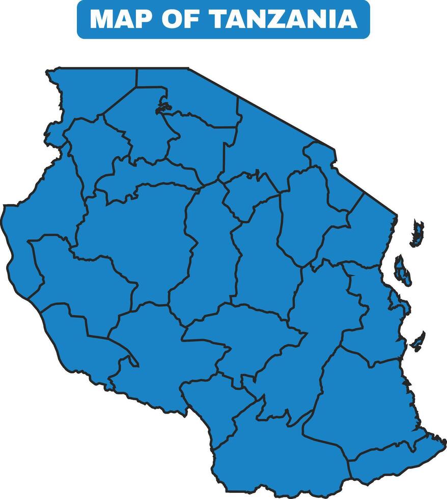 Blue Tanzania country map border outline vector