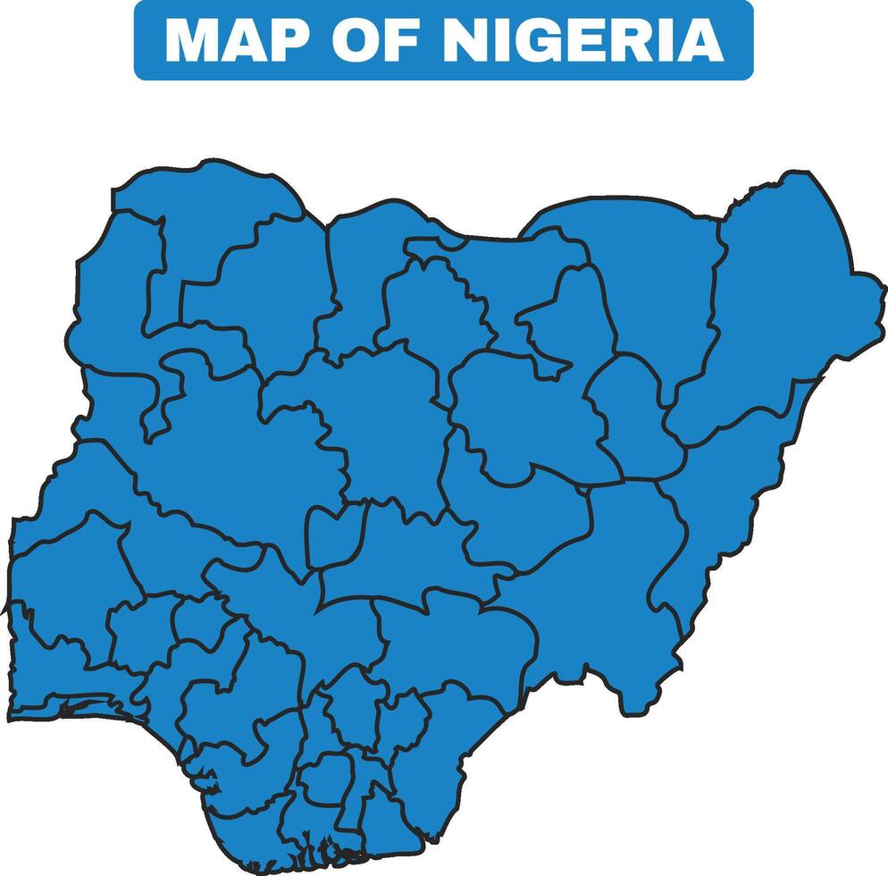 Blue Nigeria country map border outline vector