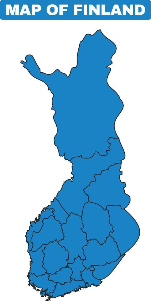 Blue Finland country map border outline vector