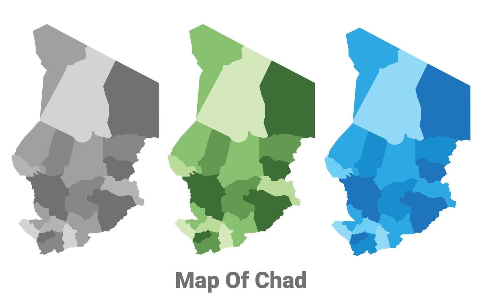 Chad country map in different colors vector