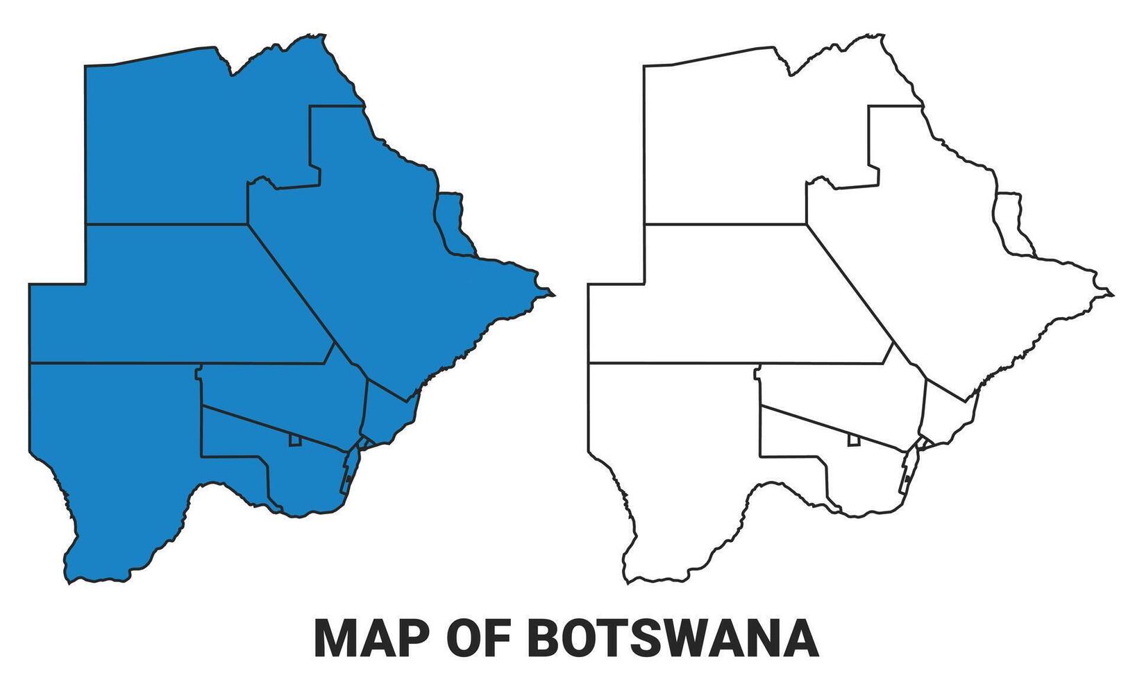 Botswana Blue detailed outline map border regions outline set vector