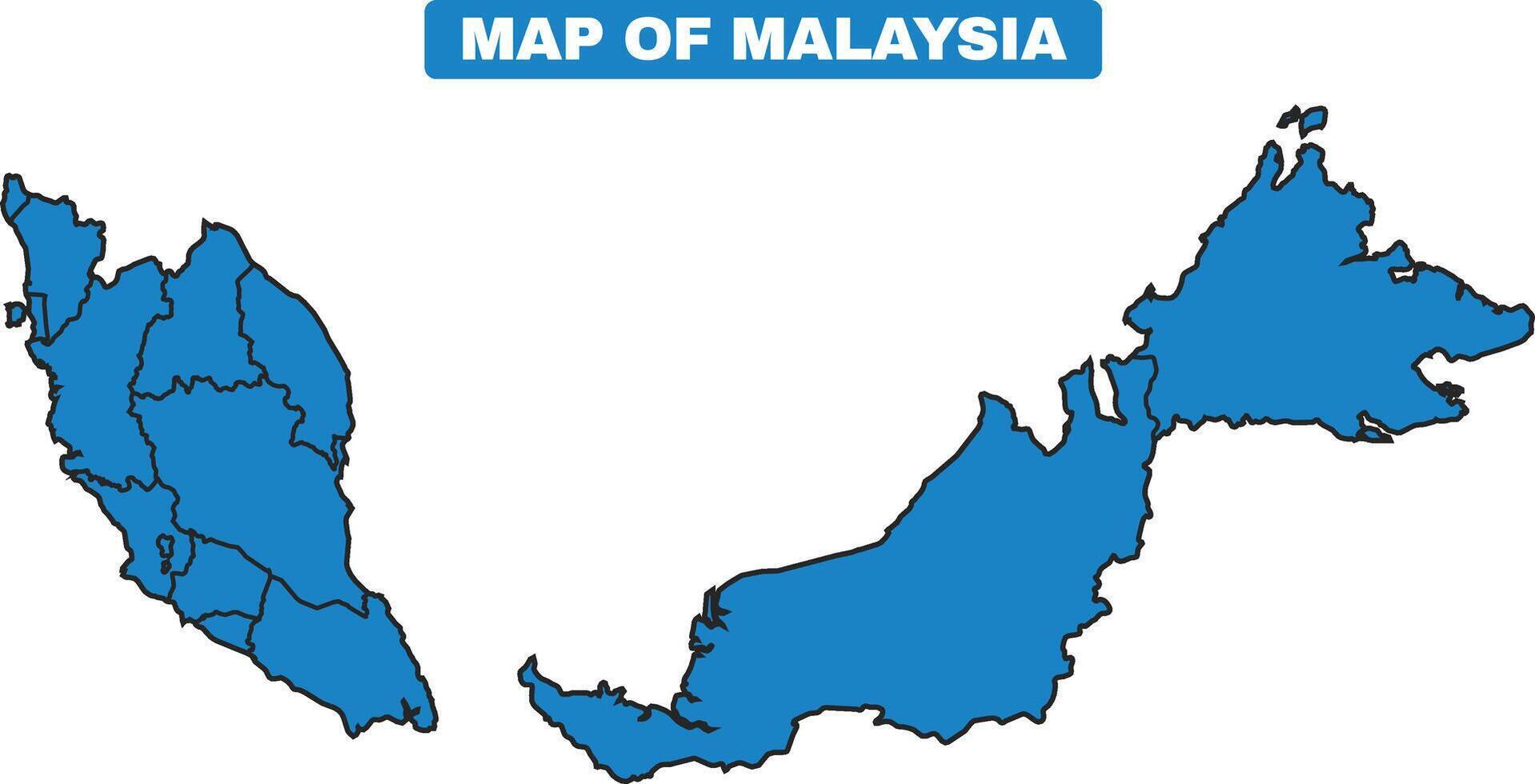 Blue Malaysia country map border outline vector