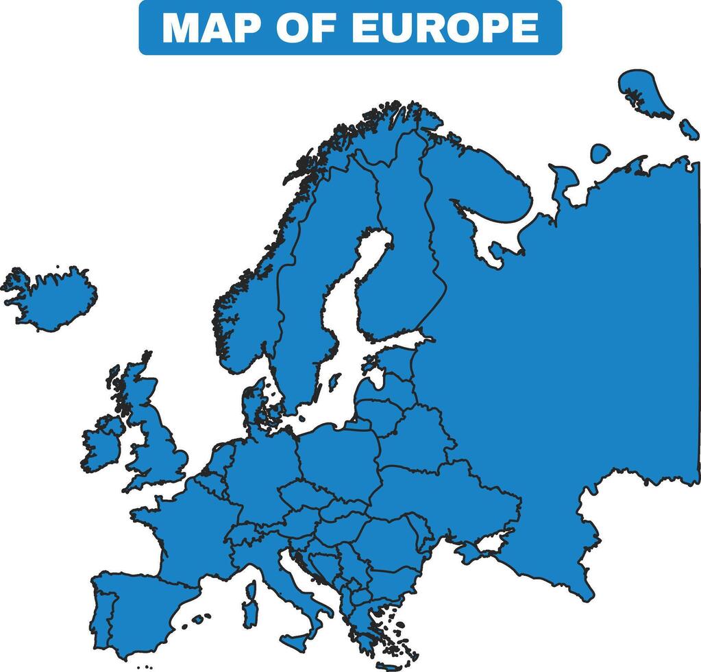 Blue Europe country map border outline vector