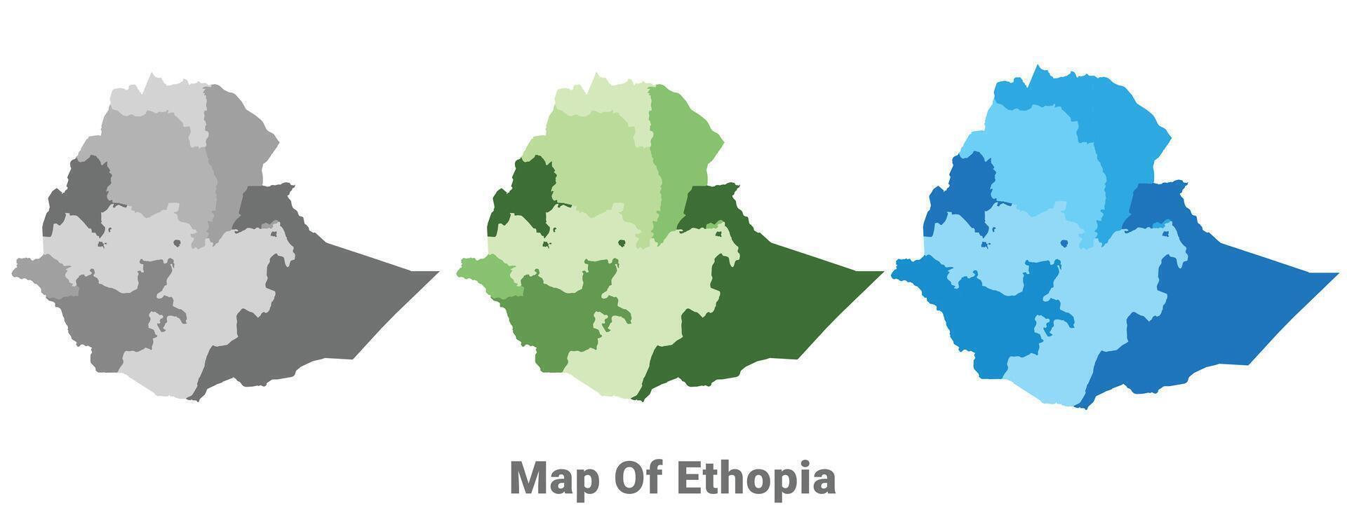 Ethopia country map in different colors vector