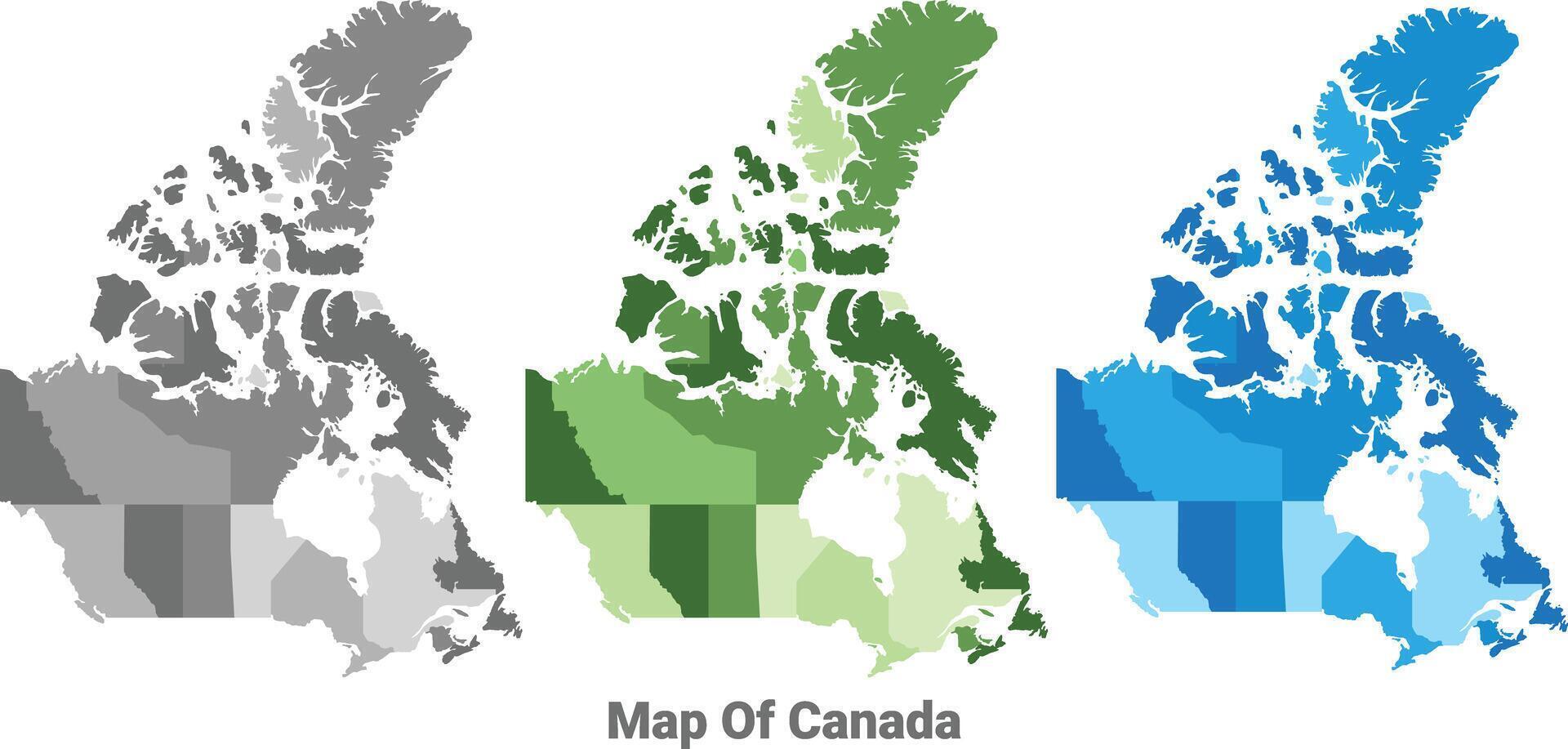 Canada country map in different colors vector