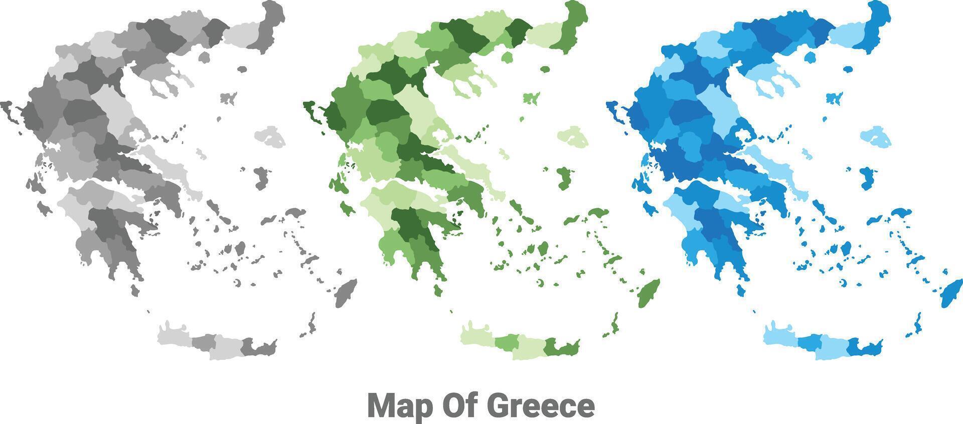 Greece country map in different colors vector