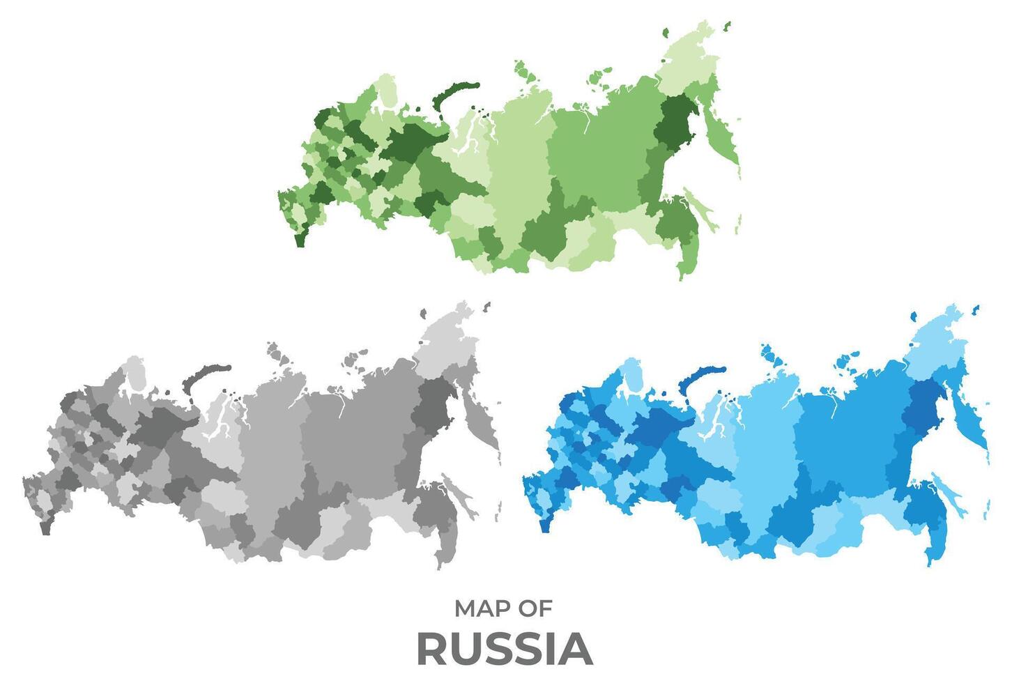 Russia country map in different colors vector