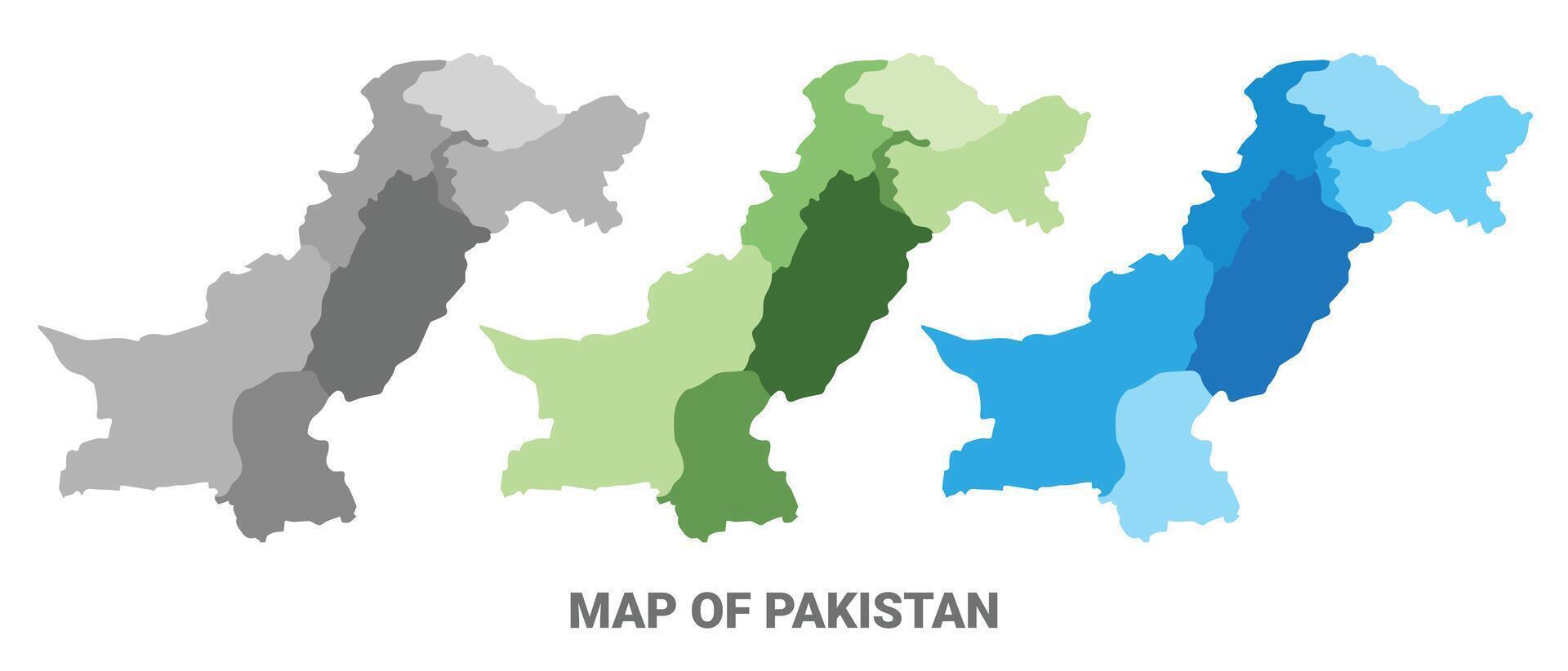 Pakistan country map in different colors vector