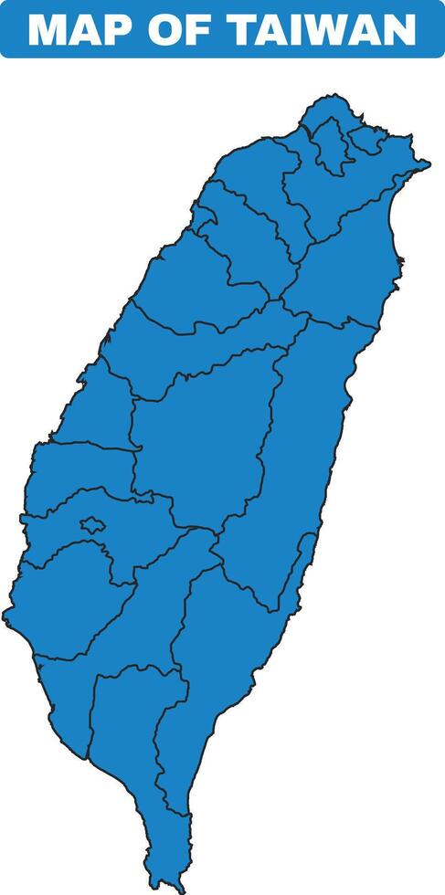 Blue Taiwan country map border outline vector