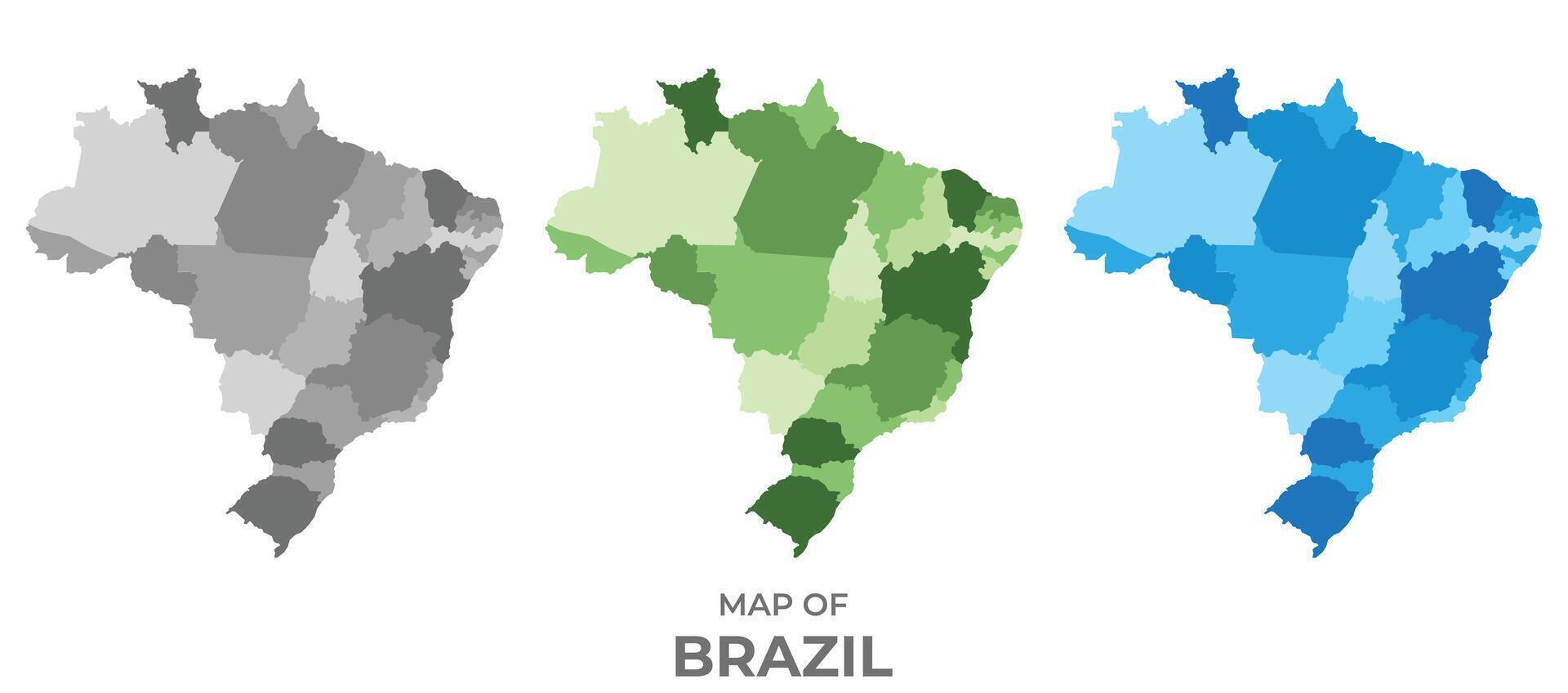 Brazil country map in different colors vector