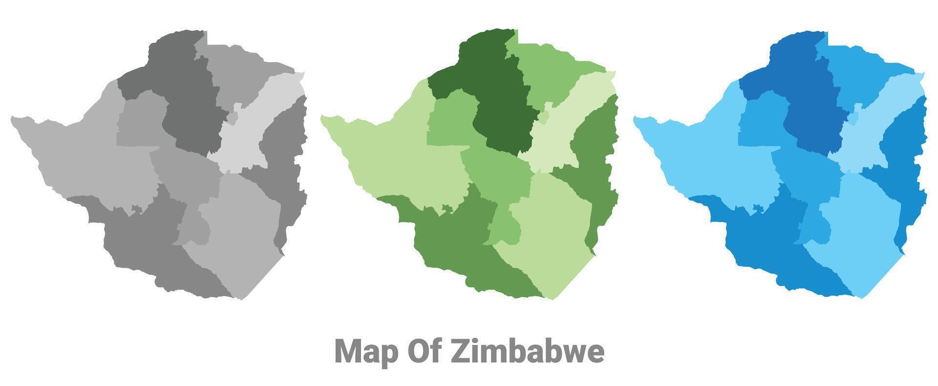 Zimbabwe country map in different colors vector