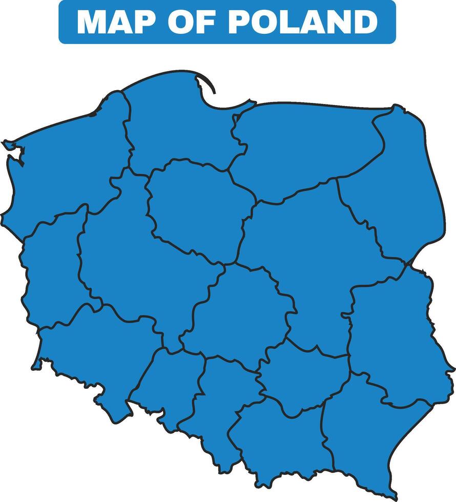 Blue Poland country map border outline vector