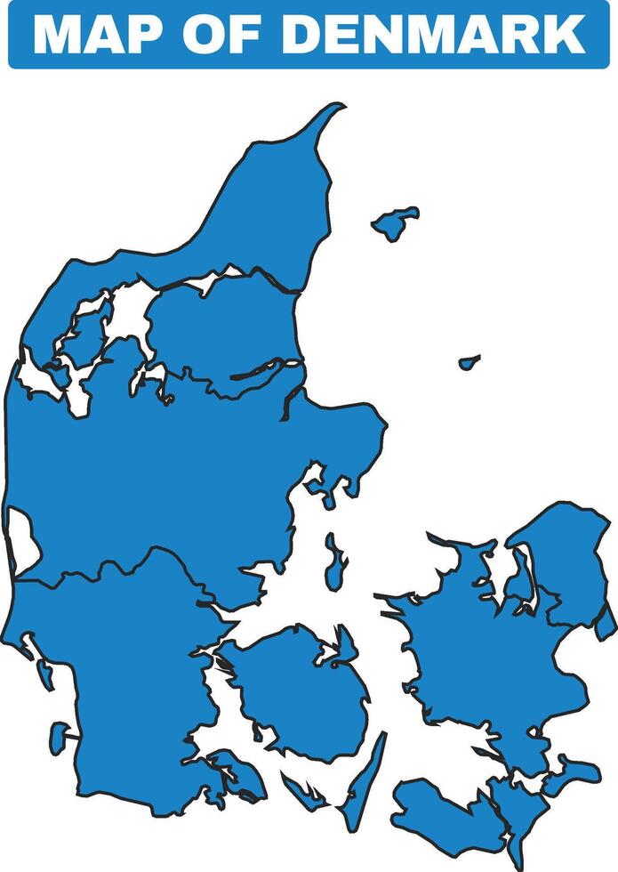 Blue Denmark country map border outline vector