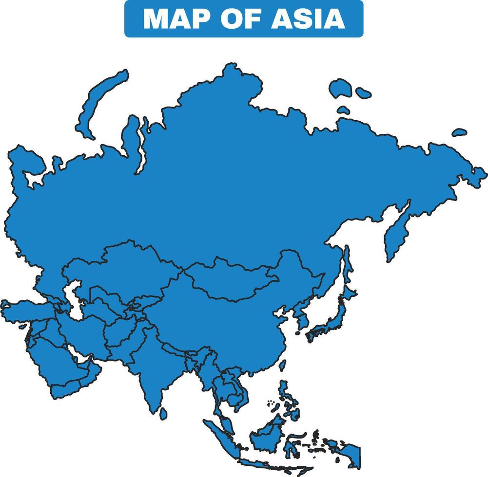 Blue Asia map border outline vector