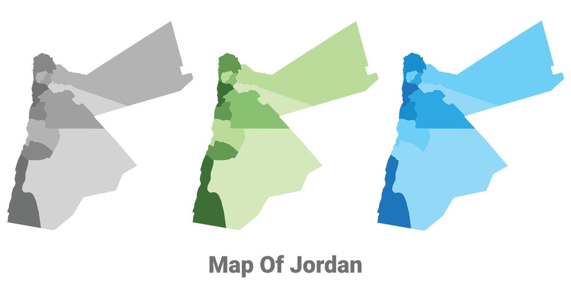 Jordan country map in different colors vector