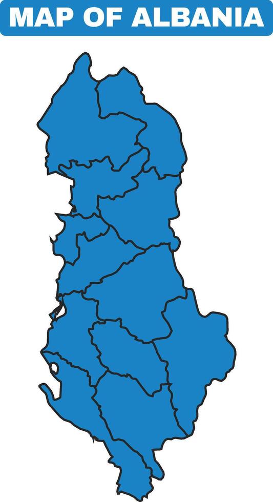 Blue Albania country map border outline vector