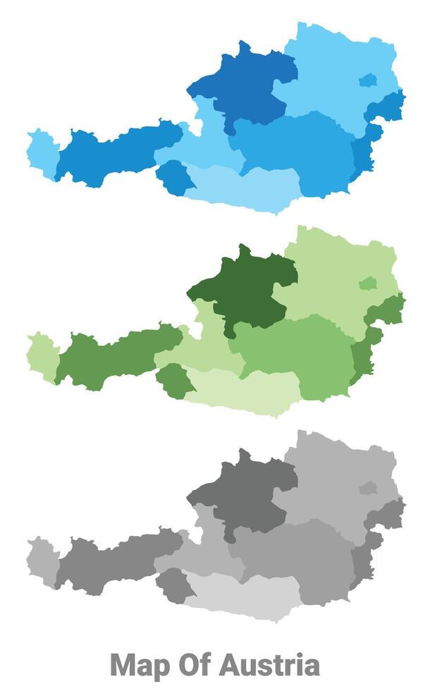 Austria country map in different colors vector