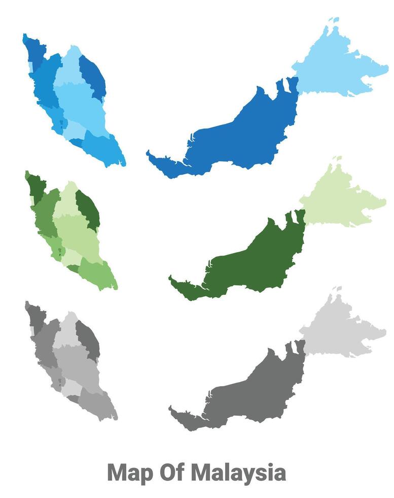Malaysia country map in different colors vector