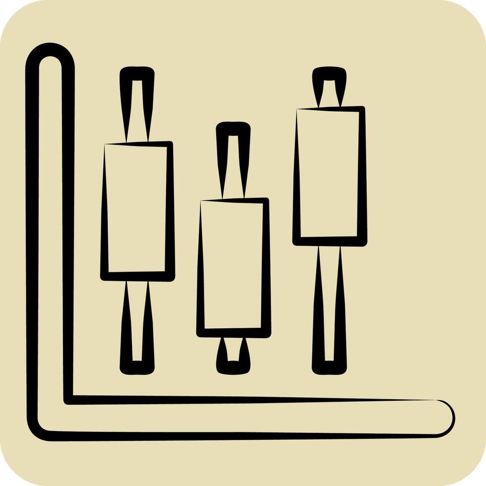 Icon Stock Invesment. related to Savings symbol. hand drawn style. design editable vector