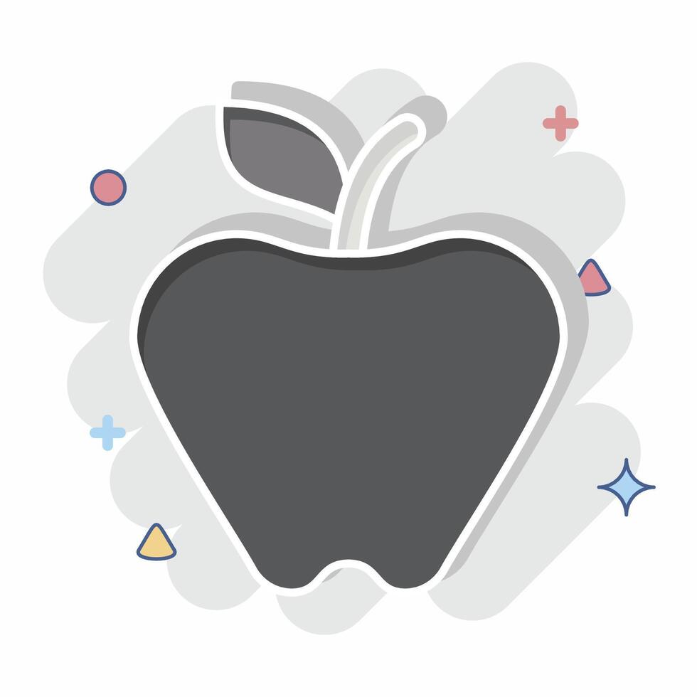 Icon Apple. related to Kindergarten symbol. comic style. design editable vector