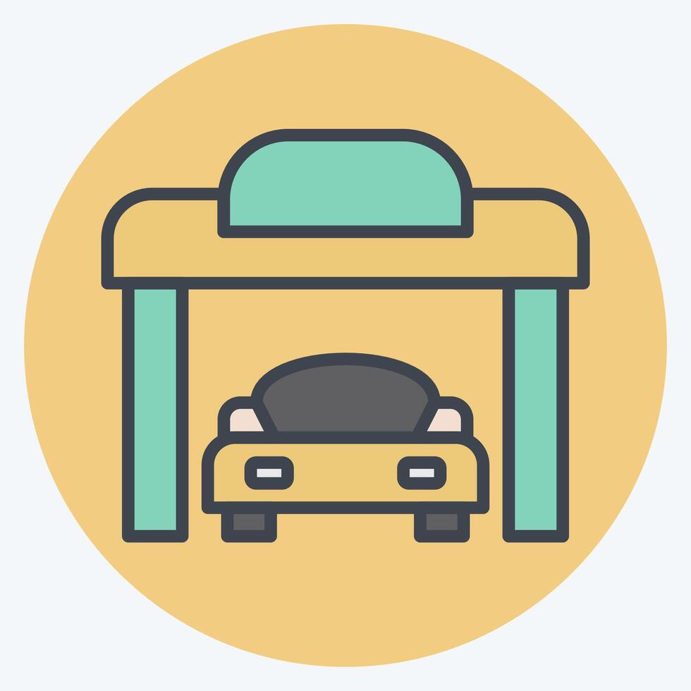 Icon Garage. related to Parking symbol. color mate style. design editable vector