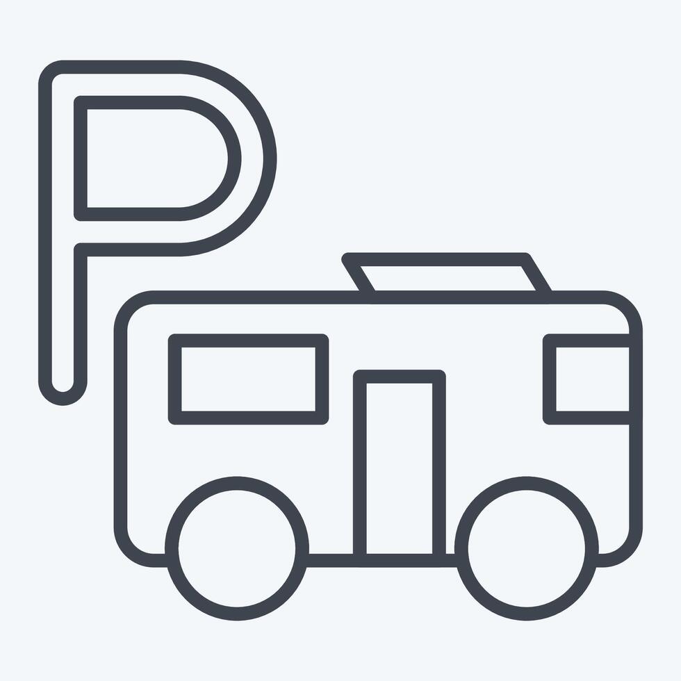 Icon Bus Parking. related to Parking symbol. line style. design editable vector
