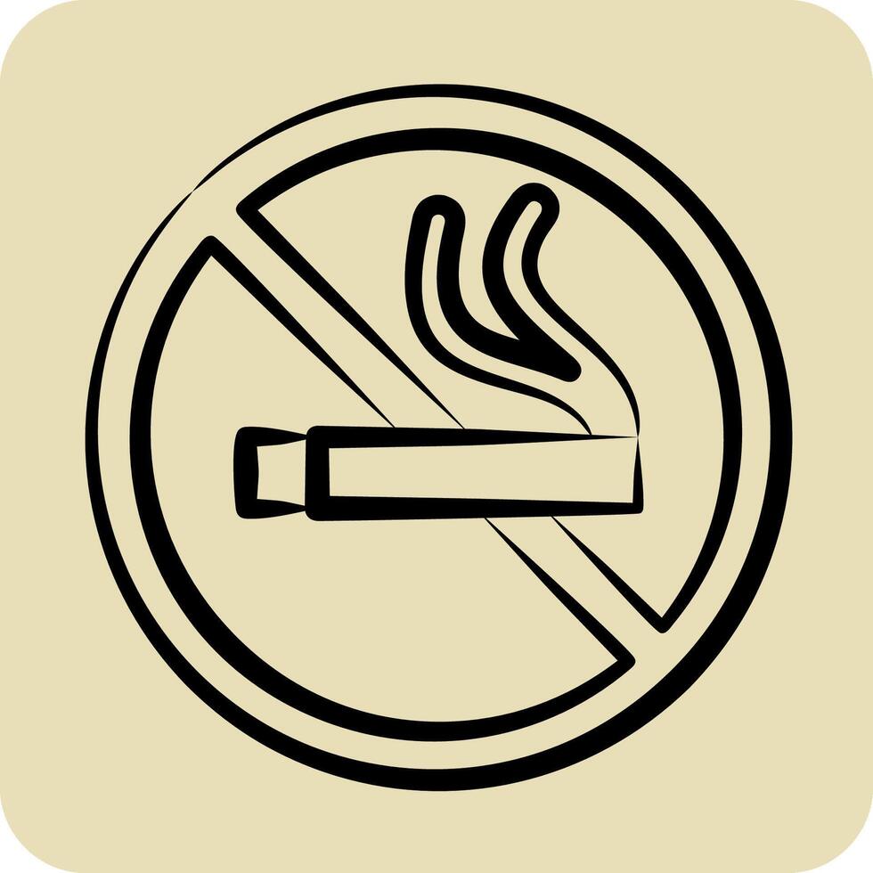 Icon No Smoking. related to Smoking symbol. hand drawn style. design editable vector