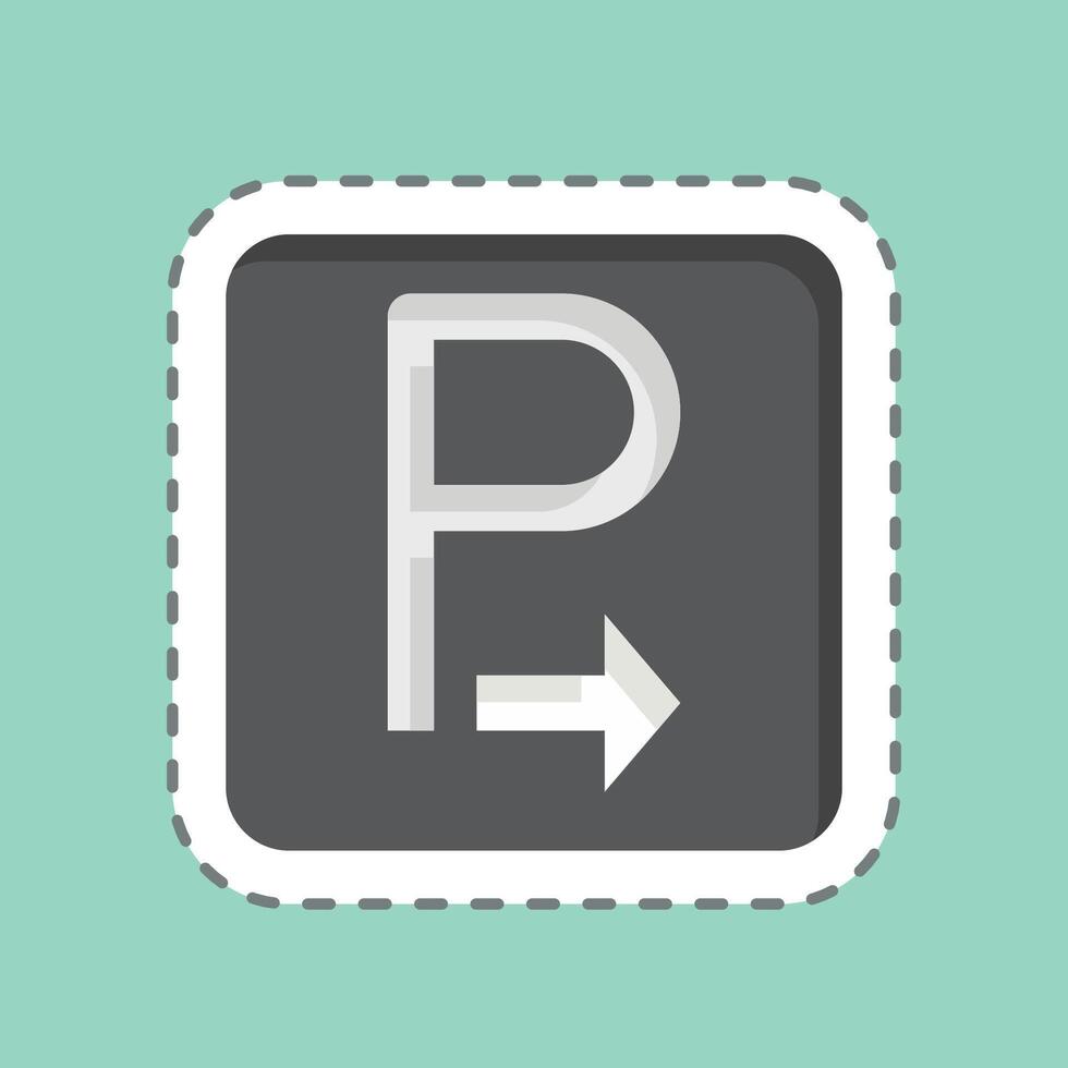 Sticker line cut Arrow. related to Parking symbol. design editable vector
