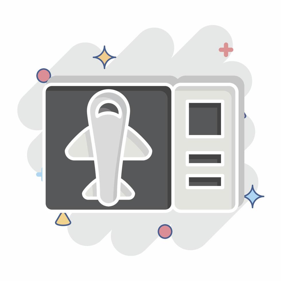 Icon Ticket. related to Travel symbol. comic style. design editable vector