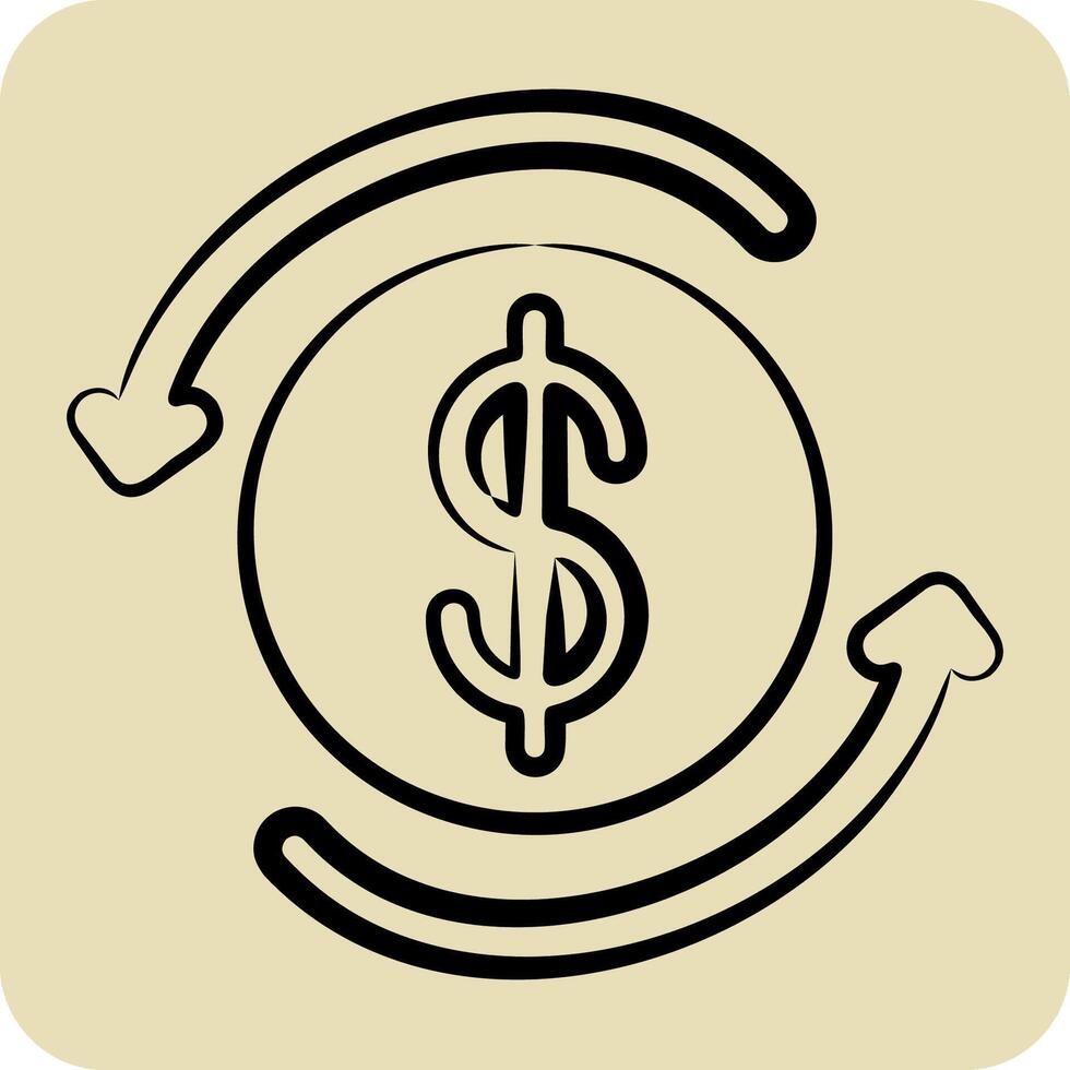 Icon Automatic Savings. related to Savings symbol. hand drawn style. design editable vector