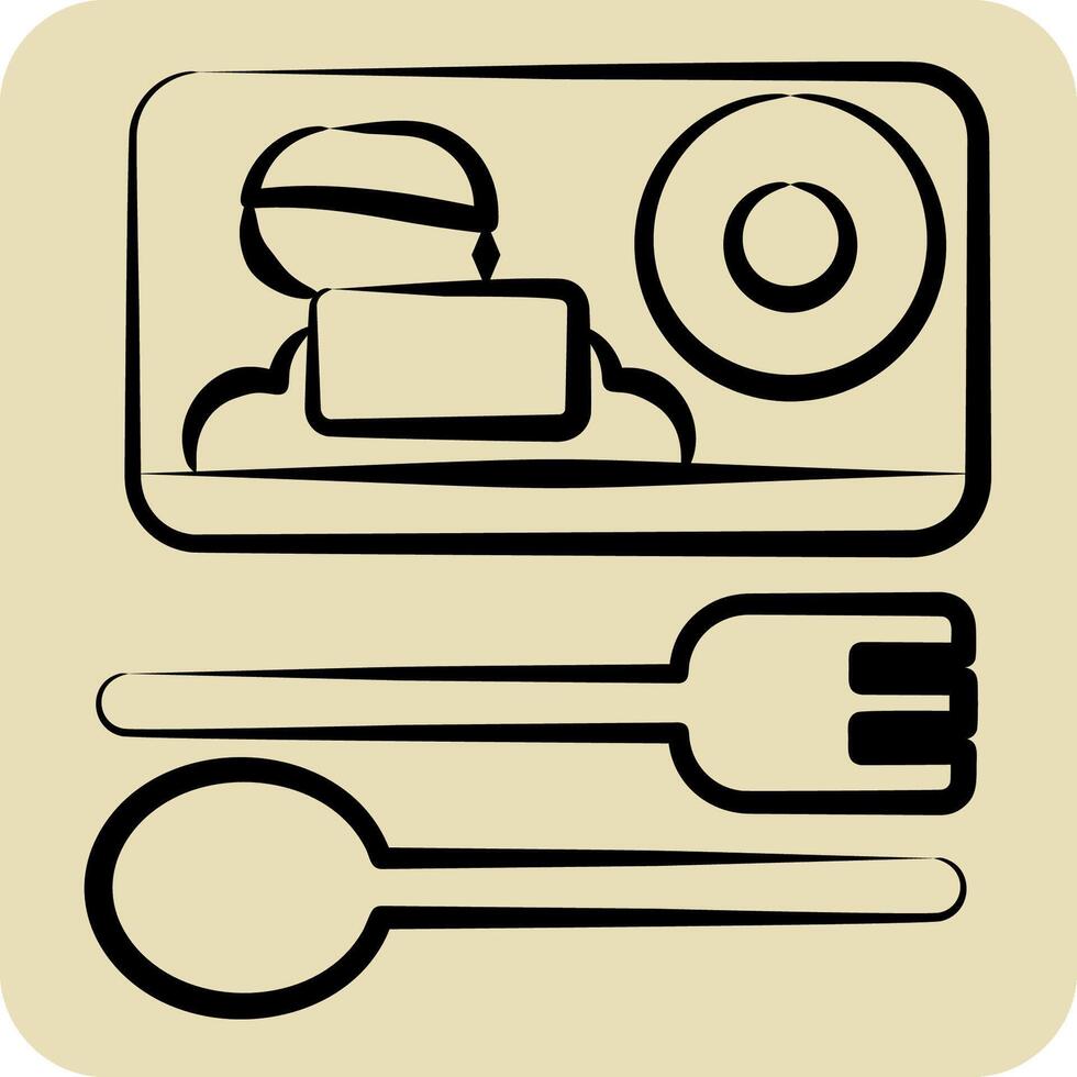 Icon Meal. related to Travel symbol. hand drawn style. design editable vector