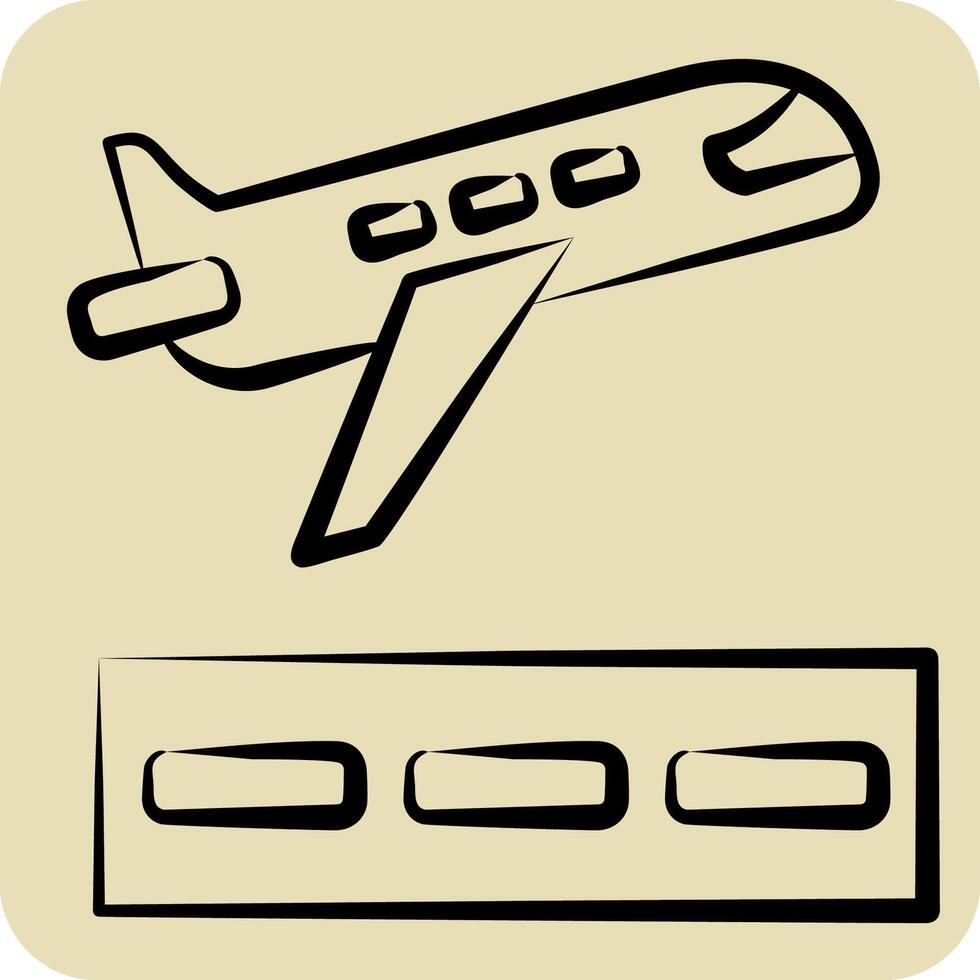Icon To Take Off. related to Travel symbol. hand drawn style. design editable vector
