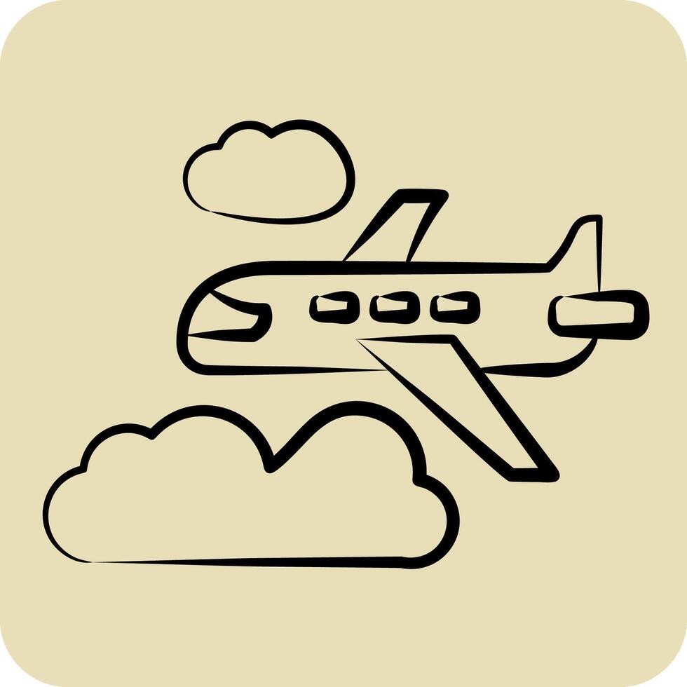 Icon Plane. related to Travel symbol. hand drawn style. design editable vector