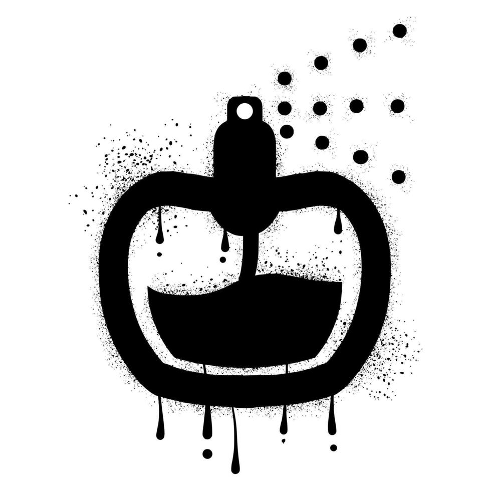 Perfume bottle with black spray paint graffiti vector