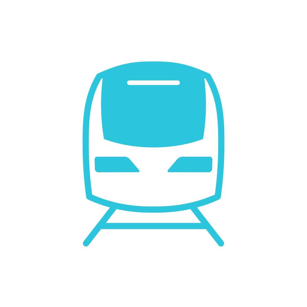 Train front profile icon. Isolated on white. Blue icon set. vector