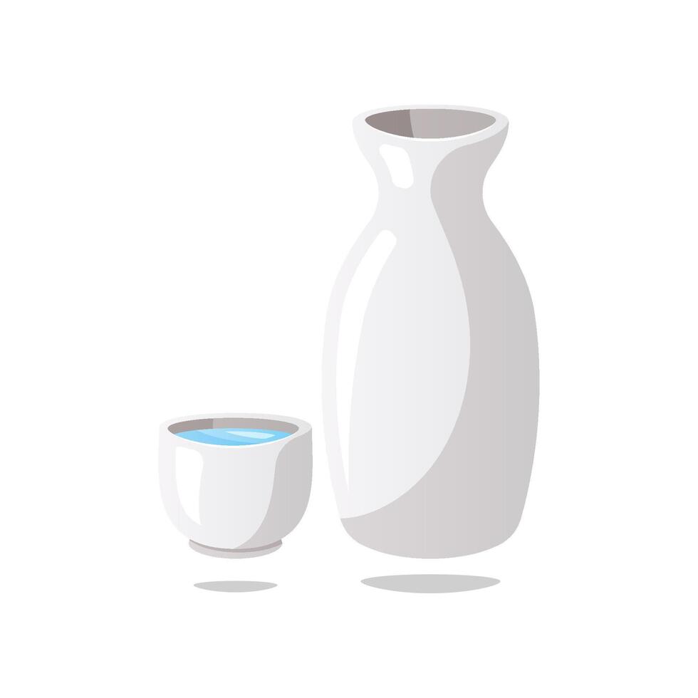 Japanese sake bottle isolated on white background. vector