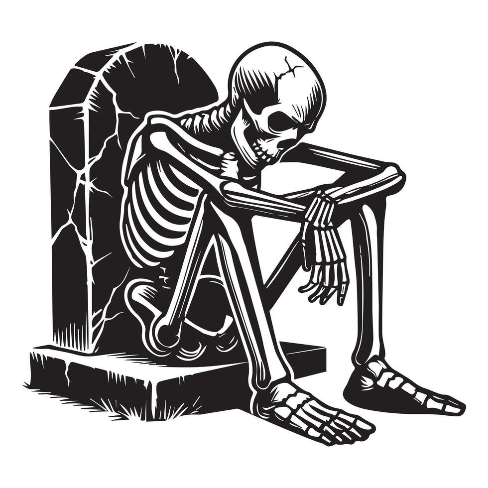 Sinister Skull Tombstone Silhouette vector