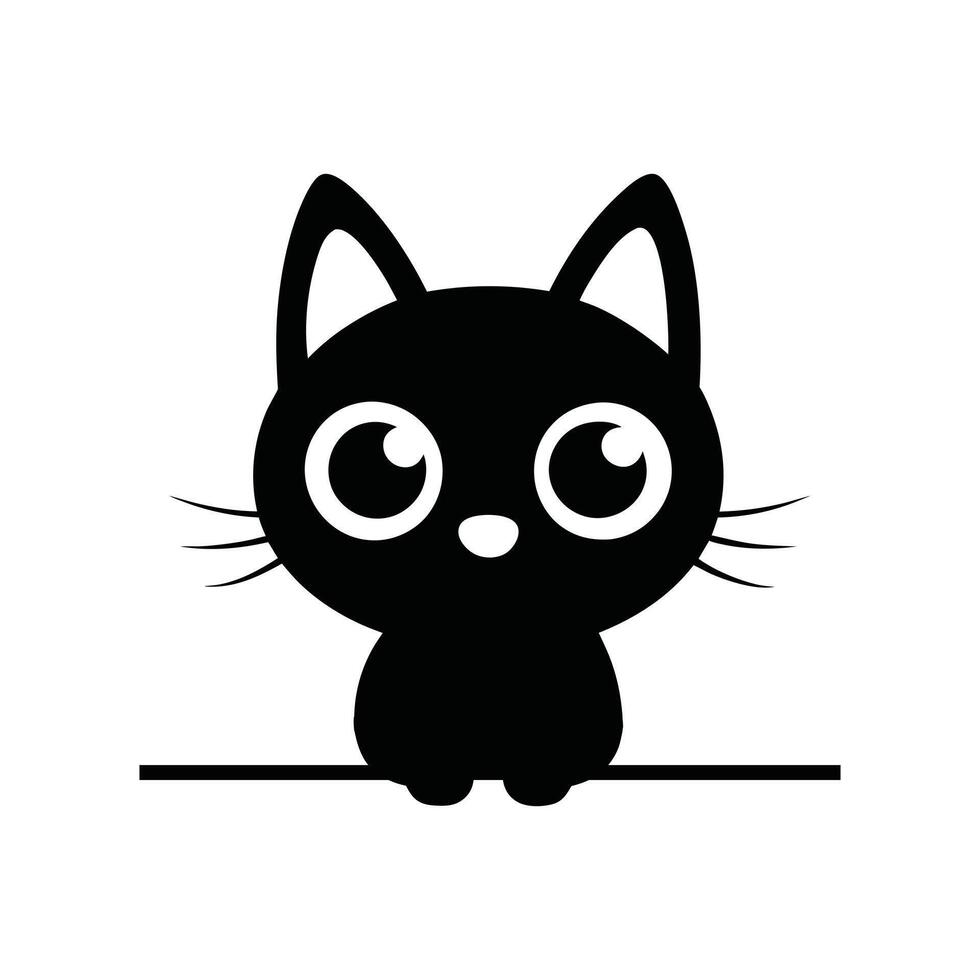 Peeking Cat Face Clipart for Creative vector