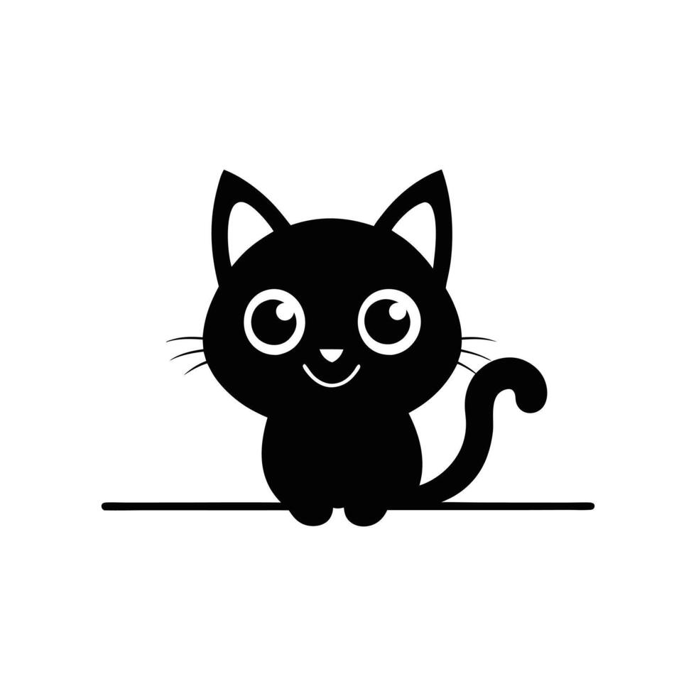 Playful Cat Peeking Face Illustration in a Minimal Clipart vector