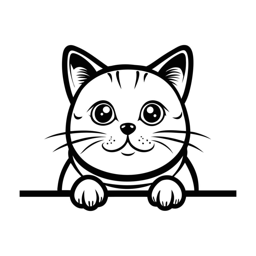 Creative Cat Peeking Face Silhouette Illustration for Clipart Design vector