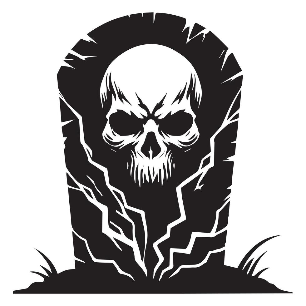 Grim Tombstone Silhouette Art vector
