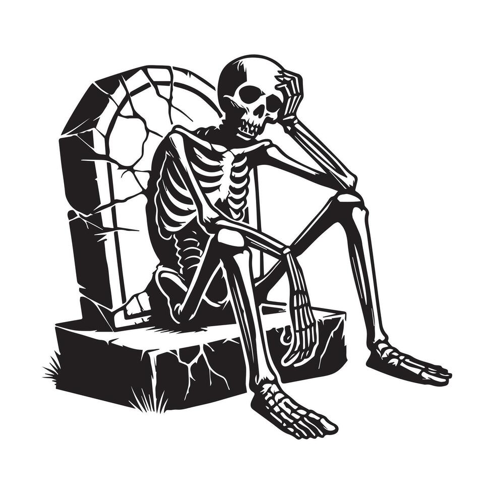Creepy Skull Tombstone Illustration vector